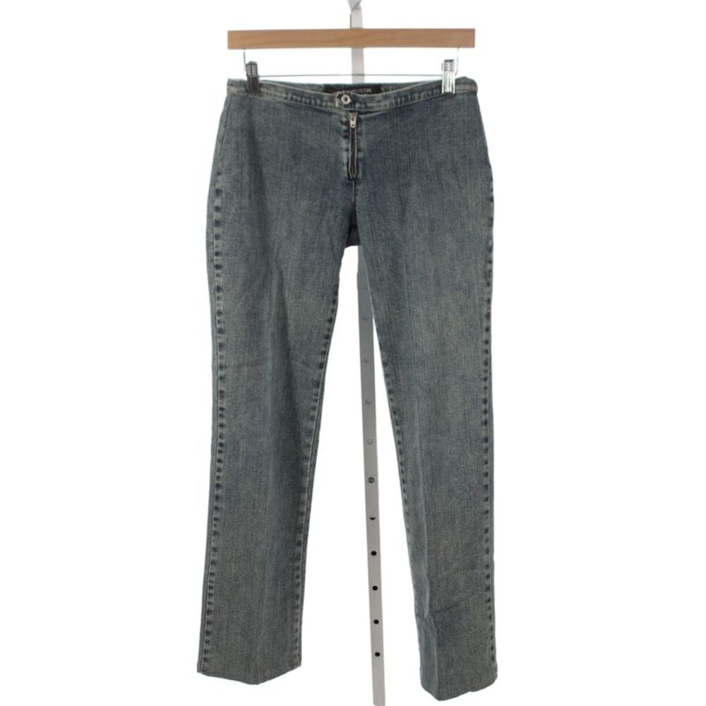 Versace Jeans Womens Straight Jeans Blue Button Mid Rise Cotton Blend Size 30
